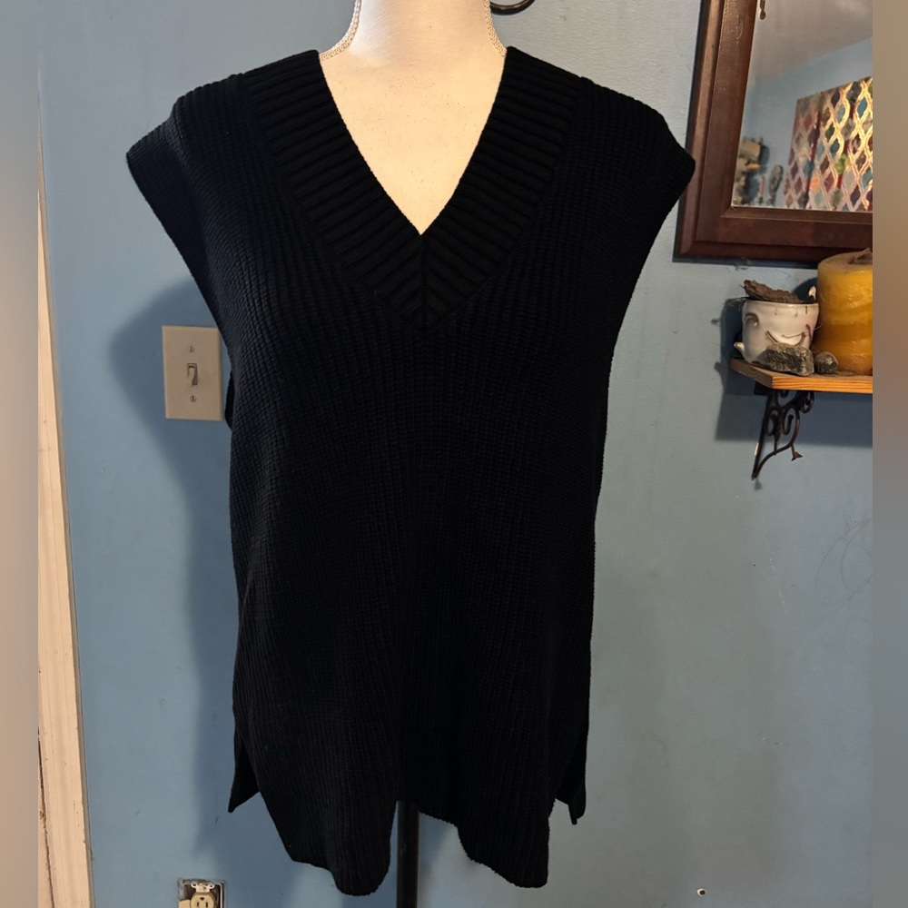 H&M, Black, V-Neck, Sweater Vest